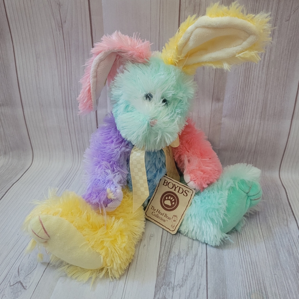 Boyds Bear Collection Exclusive RAINBOW  Head Bean “Wabbit” HTF